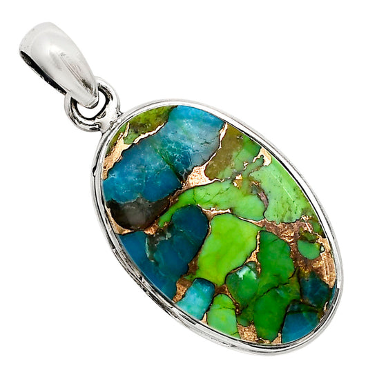 Blue Turquoise In Green Mohave Pendant