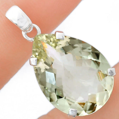 Premium Quality Prasiolite Checker Pendant (Green Amethyst)