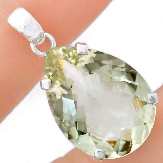 Premium Quality Prasiolite Checker Pendant (Green Amethyst)