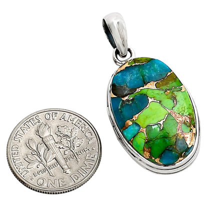 Blue Turquoise In Green Mohave Pendant