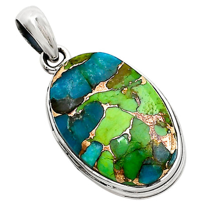 Blue Turquoise In Green Mohave Pendant