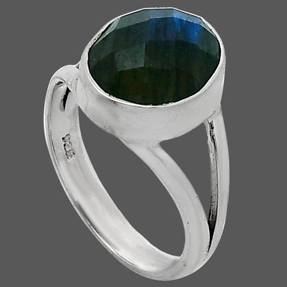 Natural Blue Labradorite Checker Ring