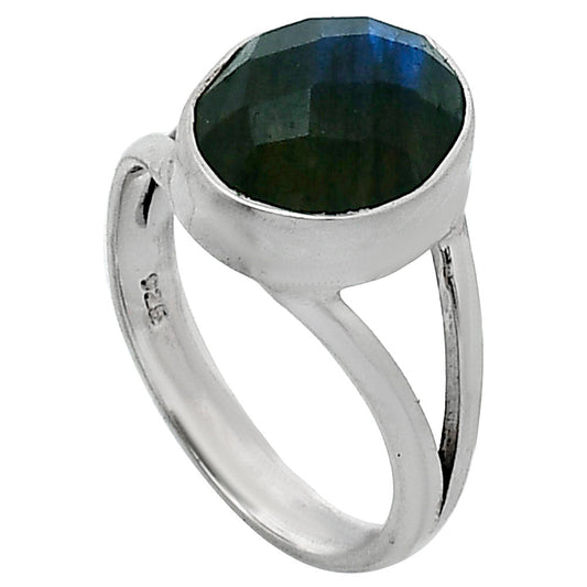 Natural Blue Labradorite Checker Ring